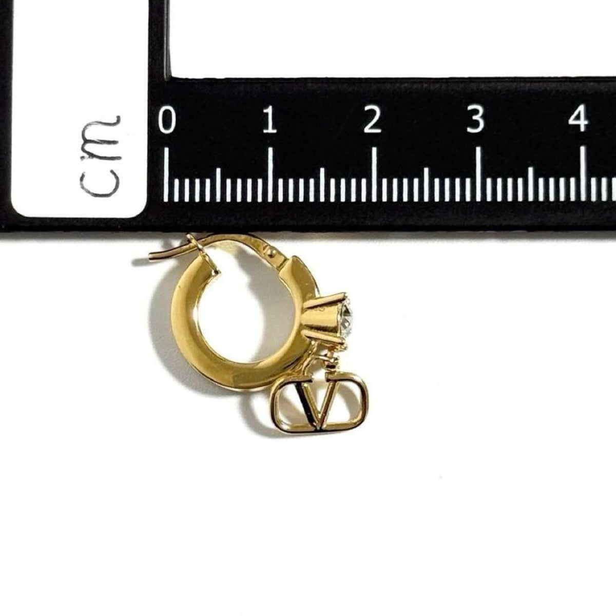 Logo Earrings Metal and Rhinestone
