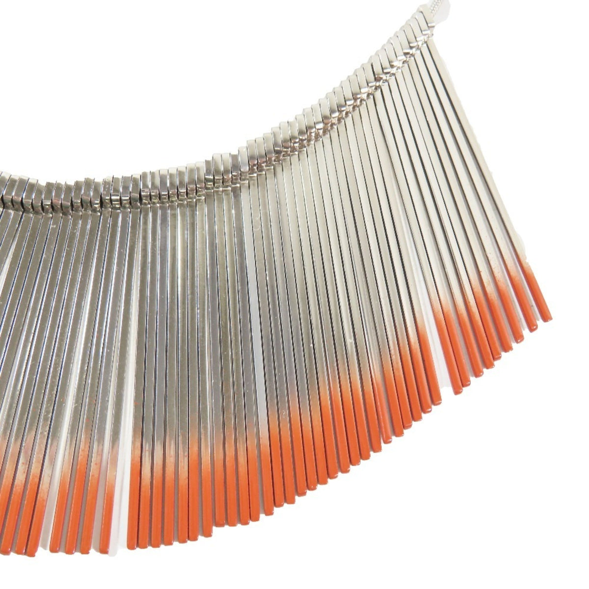 Tassel Pendant Necklace Metal Silver and Red