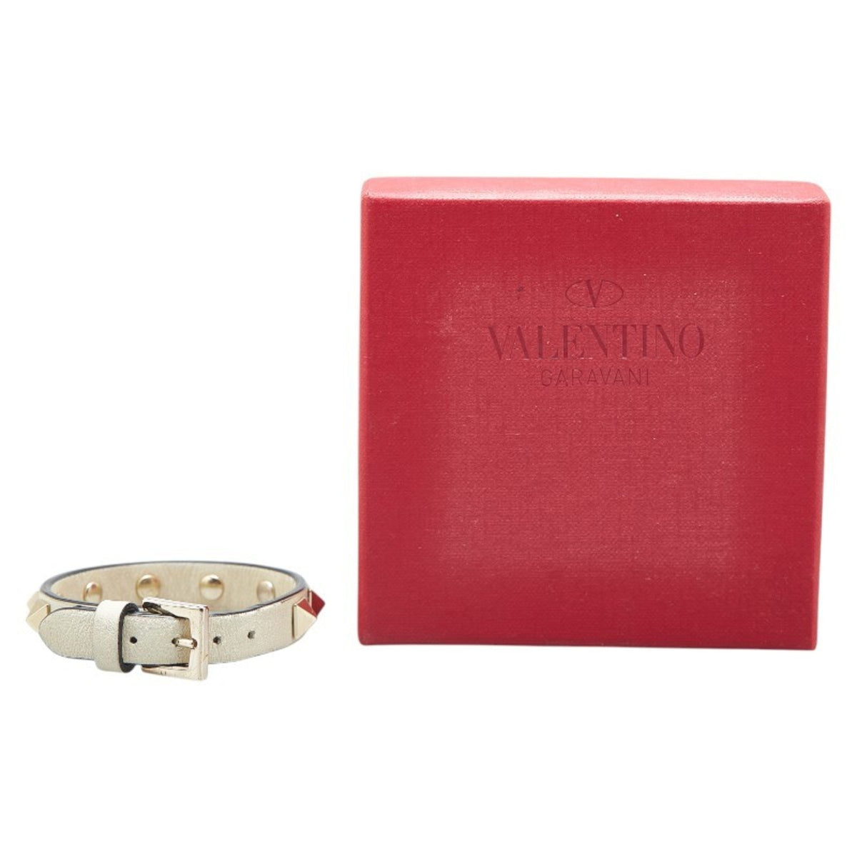 Rockstud Bracelet Leather White and Gold