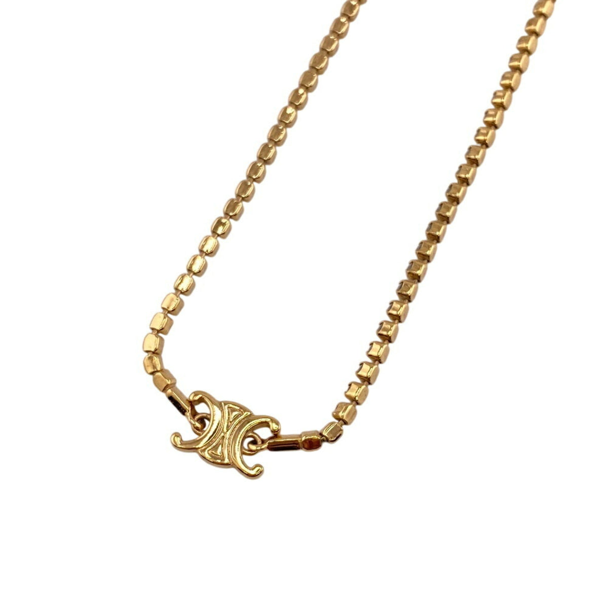 Sparkle Triomphe Pendant Necklace Metal and Rhinestone Gold