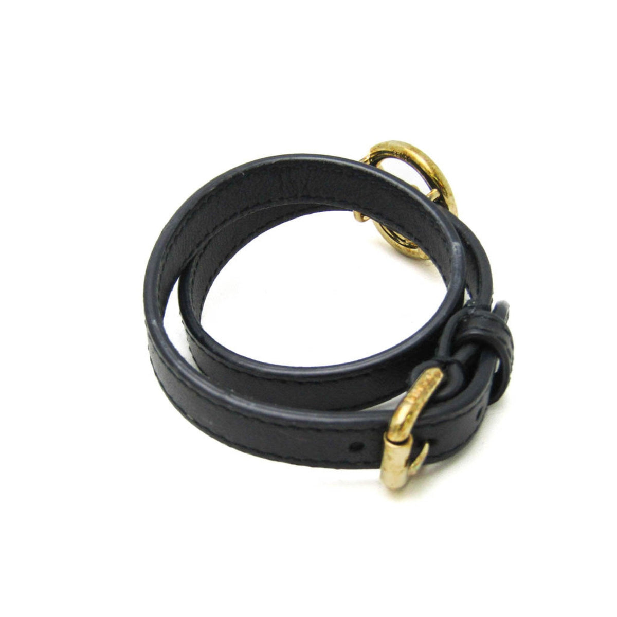 Bracelet Leather and Metal Black and Gold