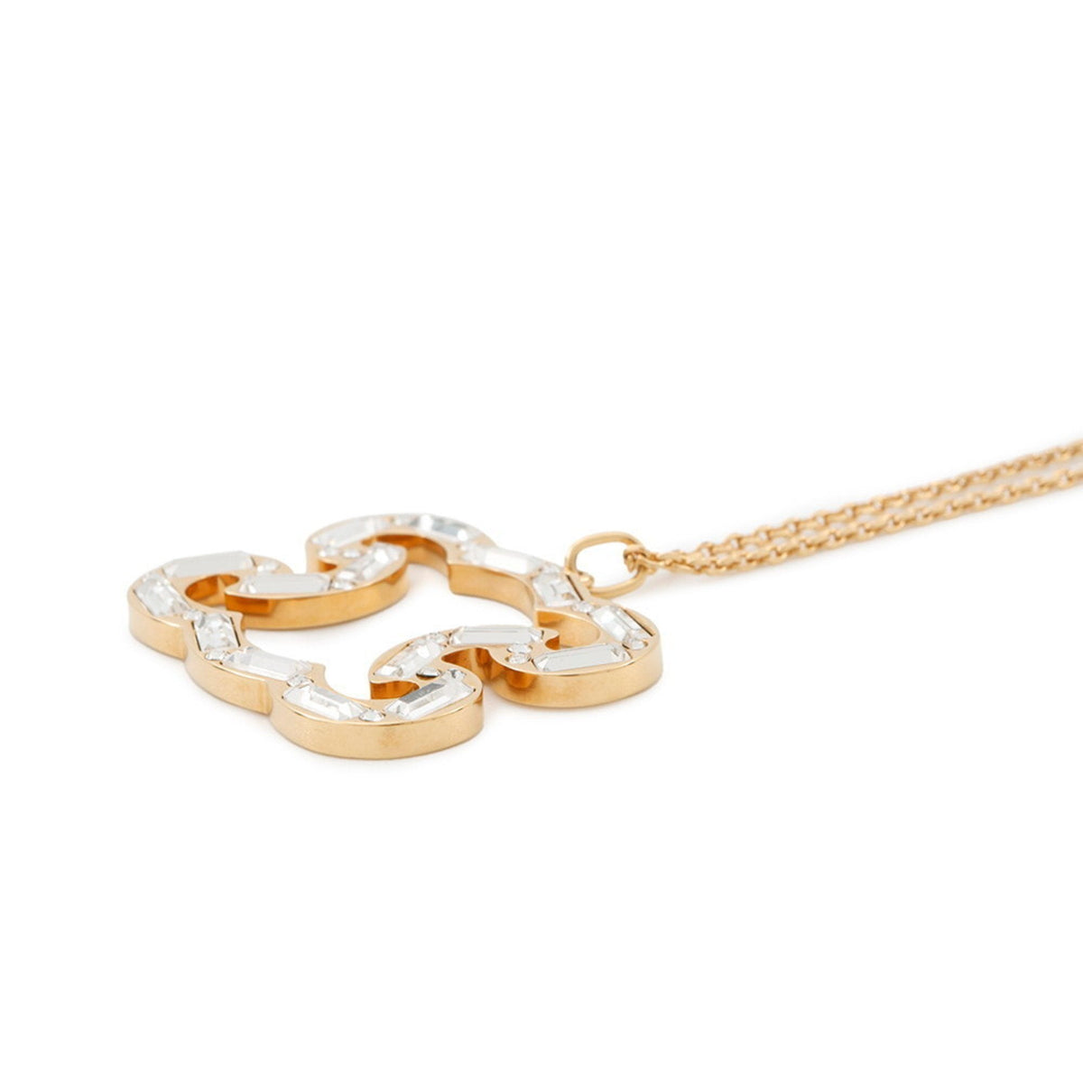 Pendant Necklace Gold Metal with Rhinestone