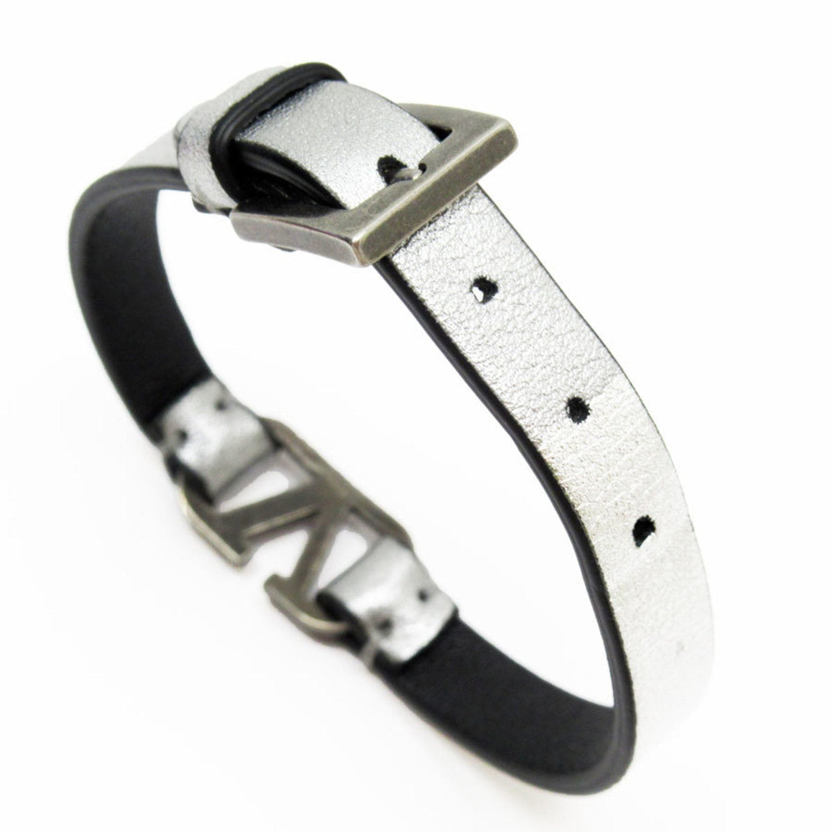 Charm Bracelet Leather Silver