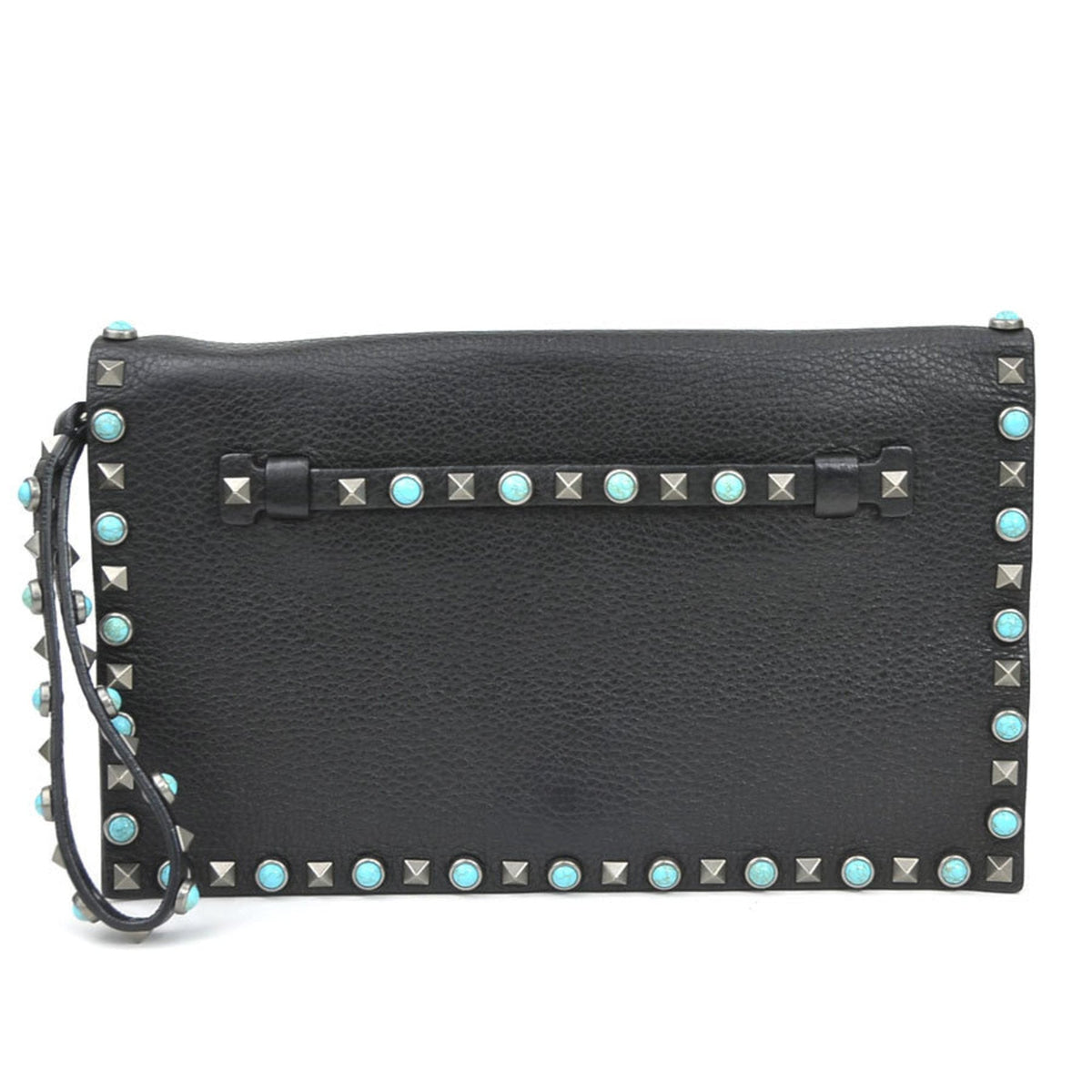 Rolling Rockstud Flap Clutch Leather with Cabochons Medium