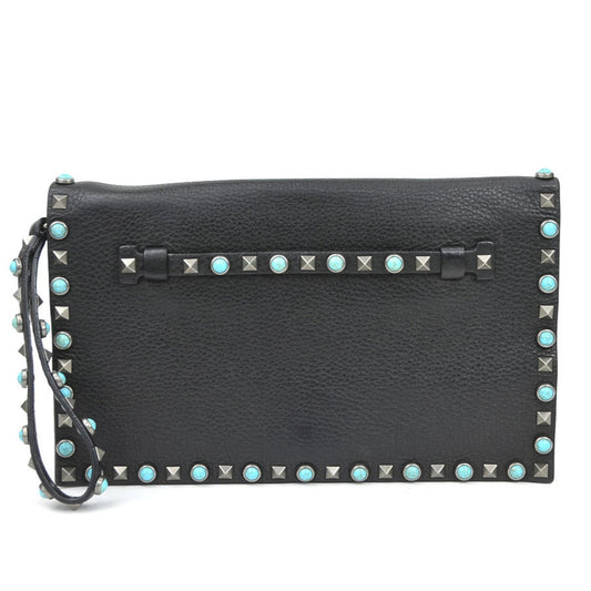 Rolling Rockstud Flap Clutch Leather with Cabochons Medium