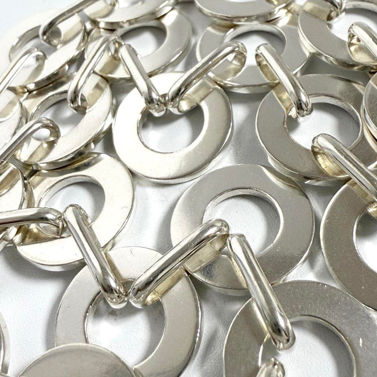 Vintage Circle Link Pendant Necklace Sterling Silver