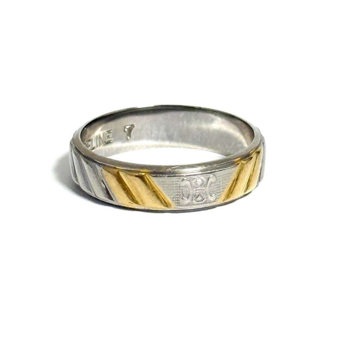 Triomphe Band Ring Platinum and 18K Yellow Gold