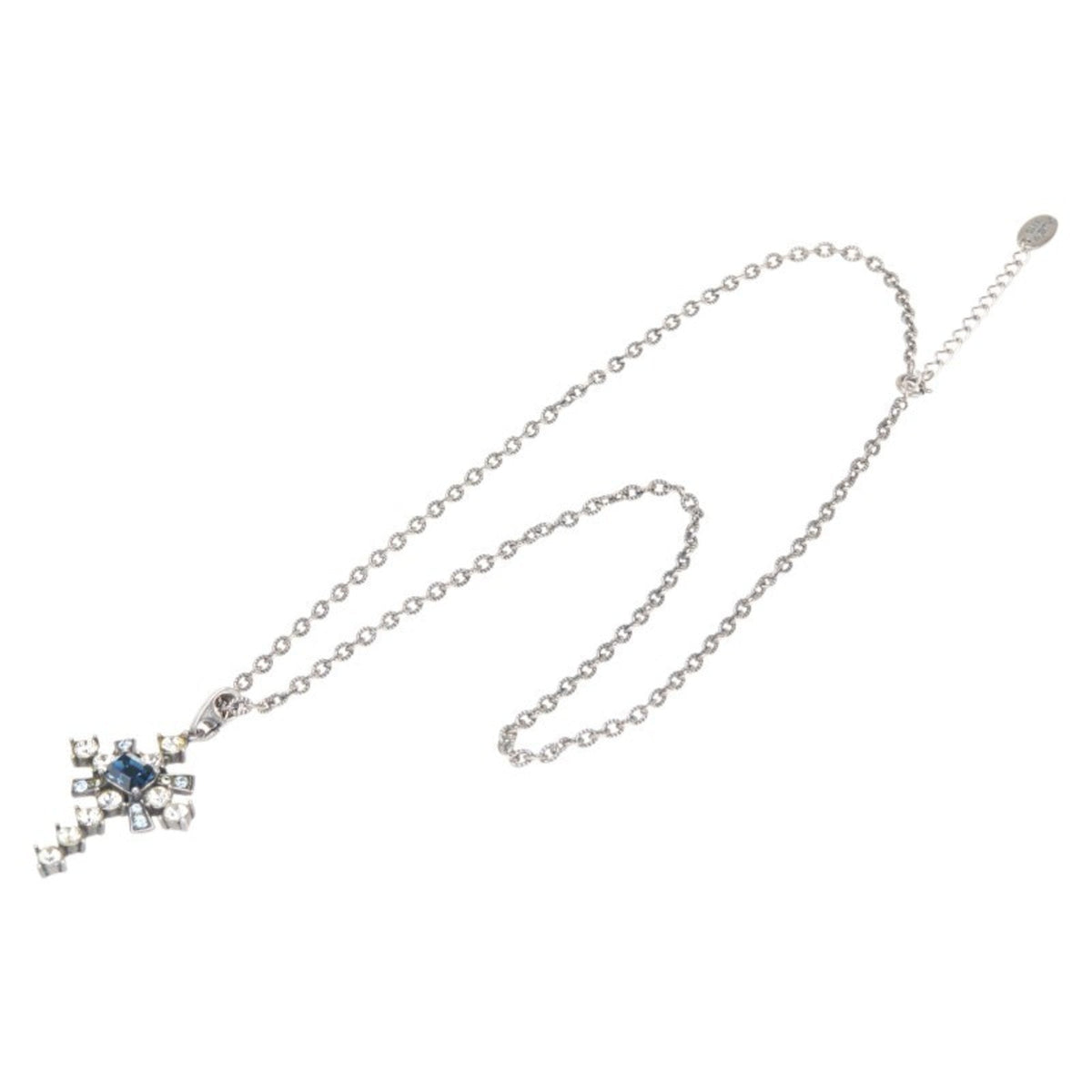 Cross Motif Pendant Necklace Silver Multi-Color Metal