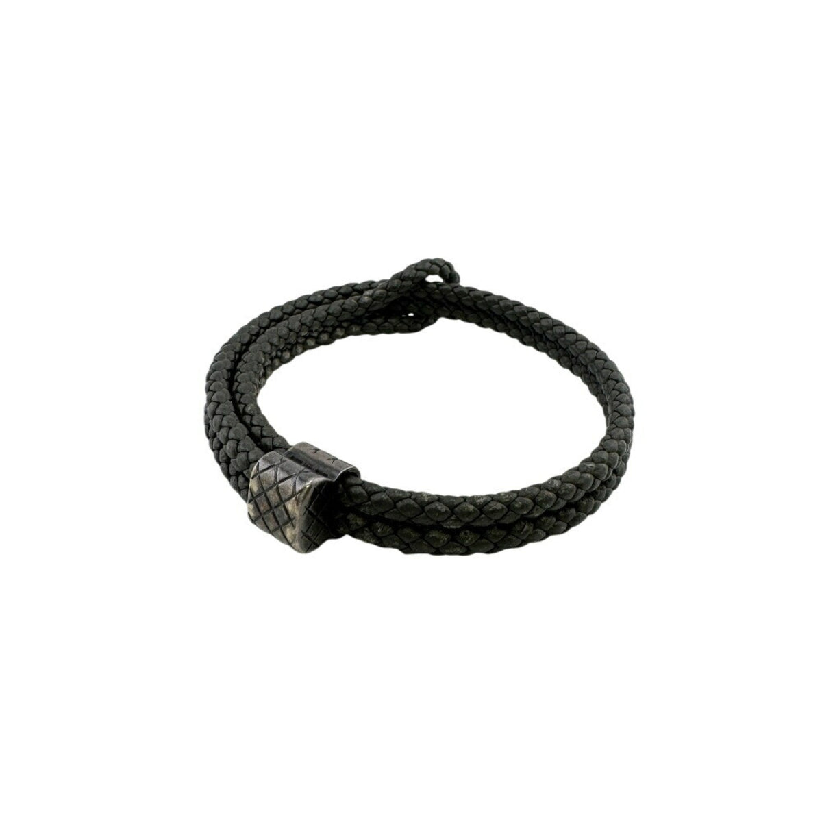 Intrecciato Bangle Leather Gray Bracelet