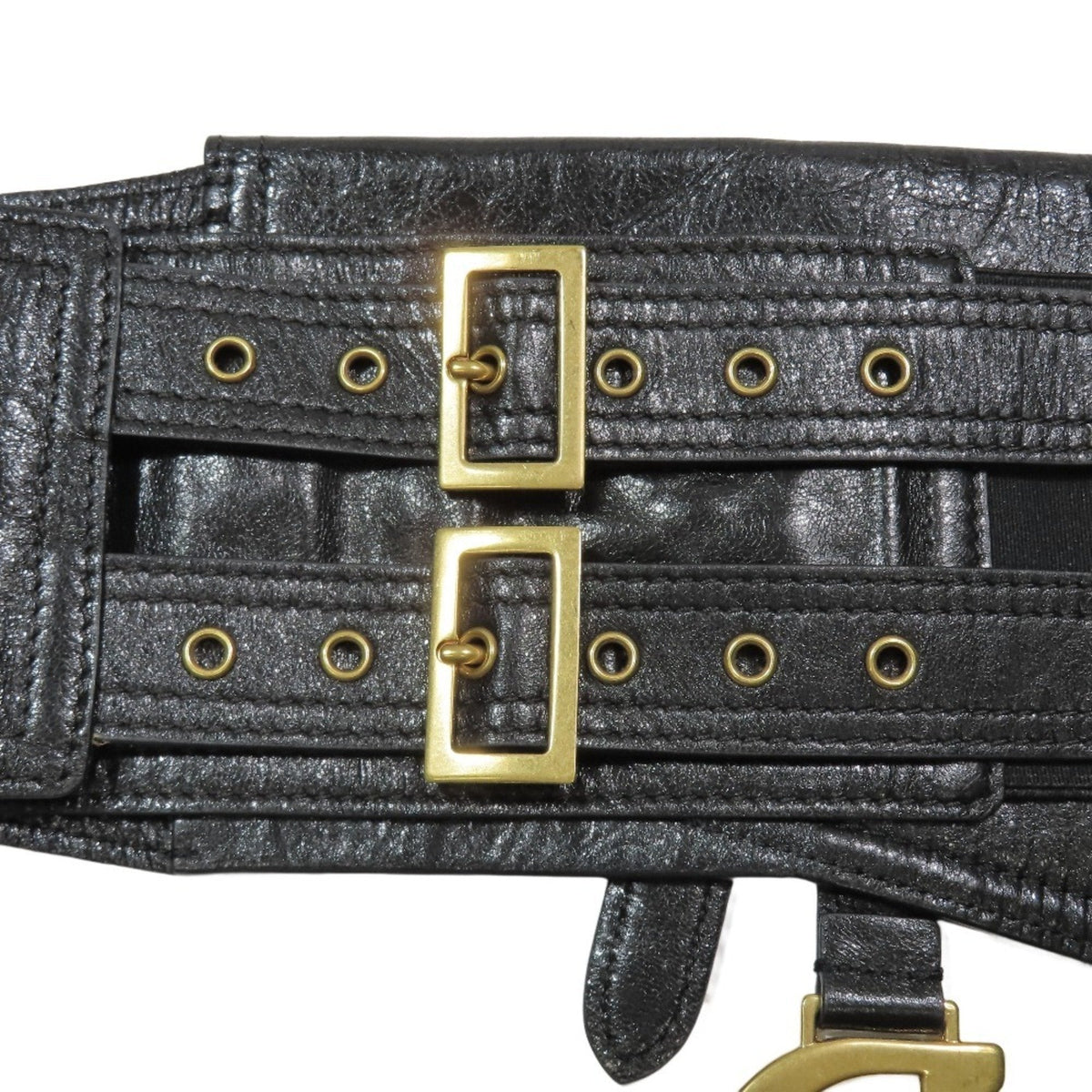 Saddle Double Buckle Belt Bag Leather