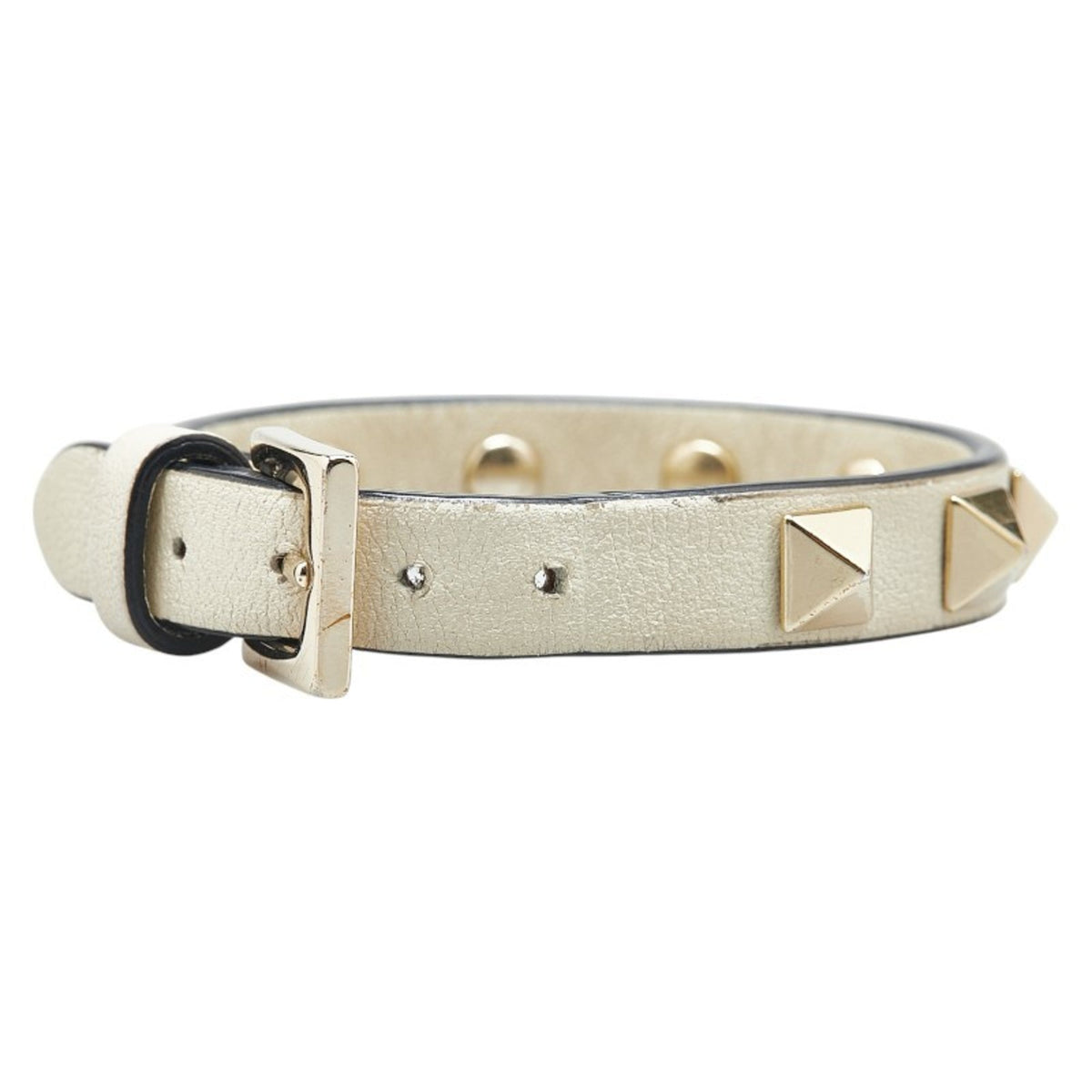 Rockstud Bracelet Leather White and Gold
