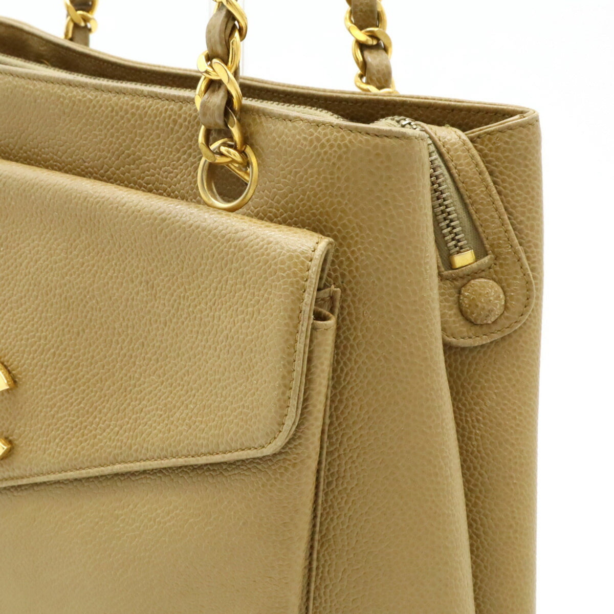 Vintage Front Pocket Tote Caviar Small