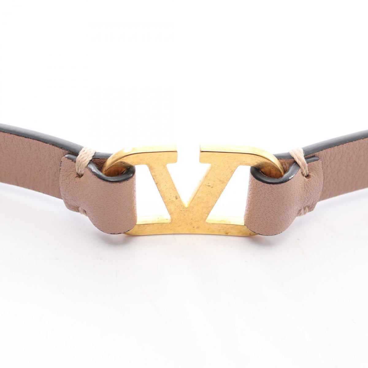 V Bracelet Gold and Leather