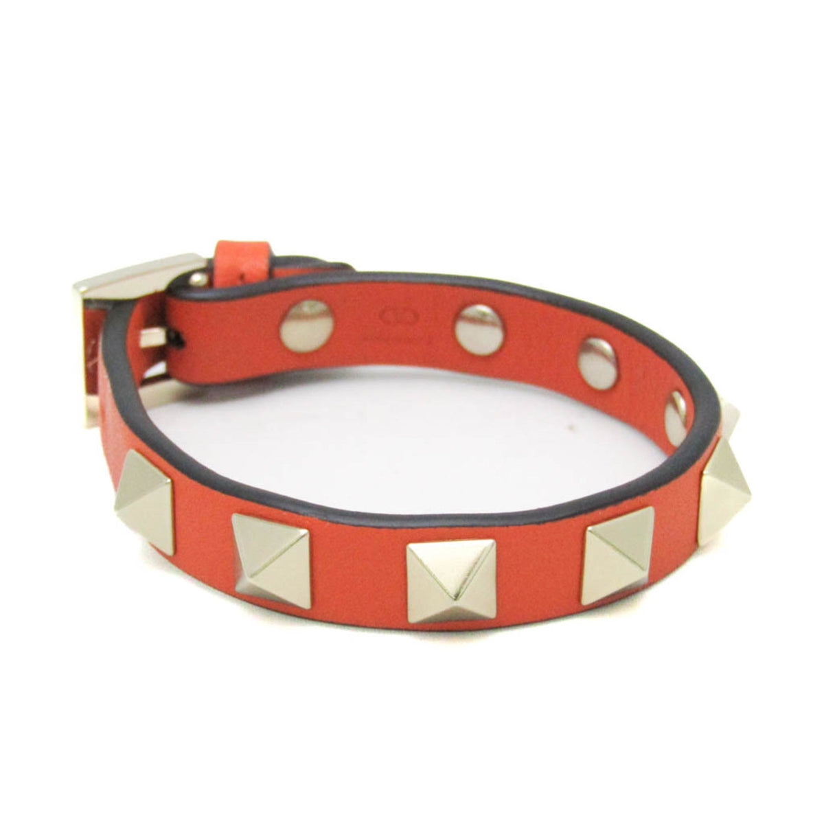 Rock Studs Bracelet Leather and Metal Gold Orange