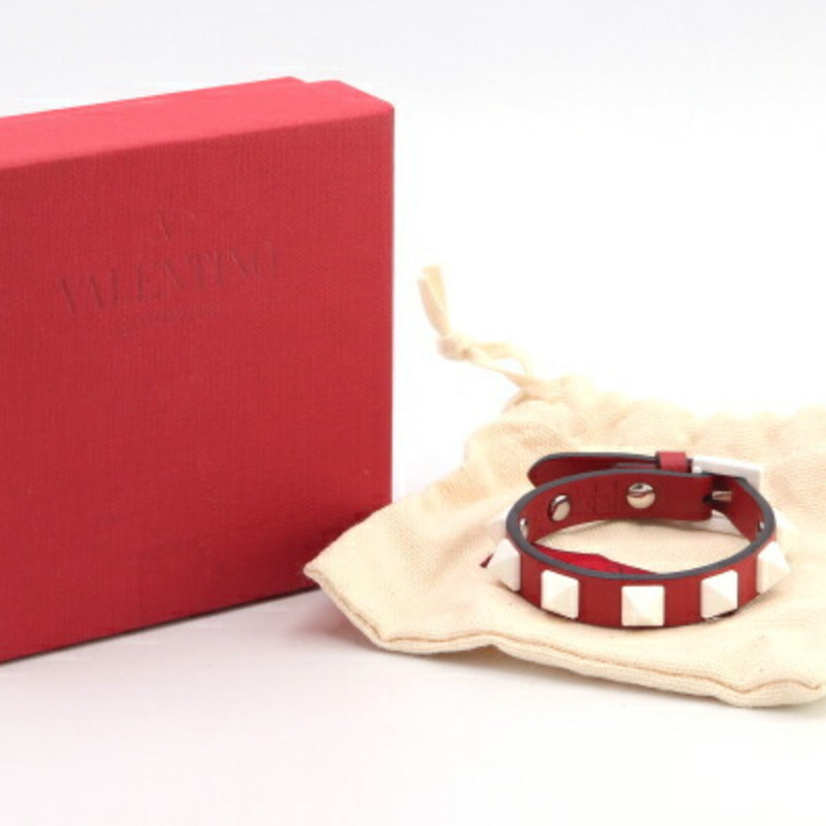 Bracelet Red and White Leather