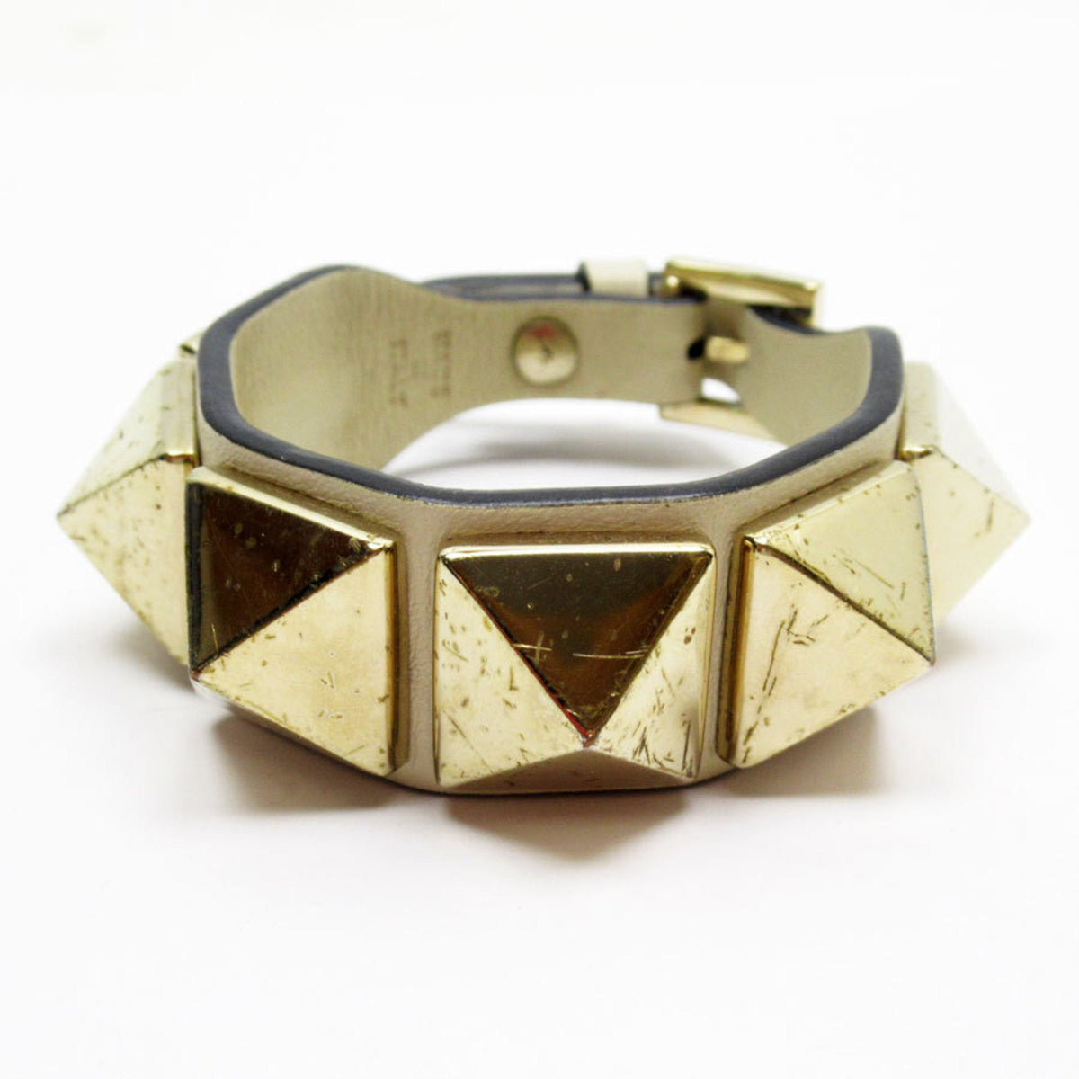 Bracelet Leather and Metal Ivory and Gold