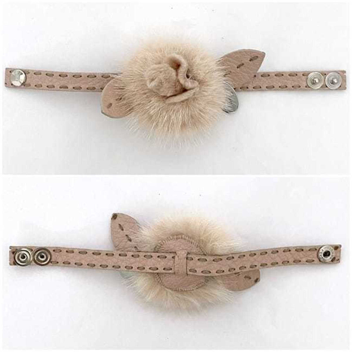 Charm Bracelet Fur and Leather Pink