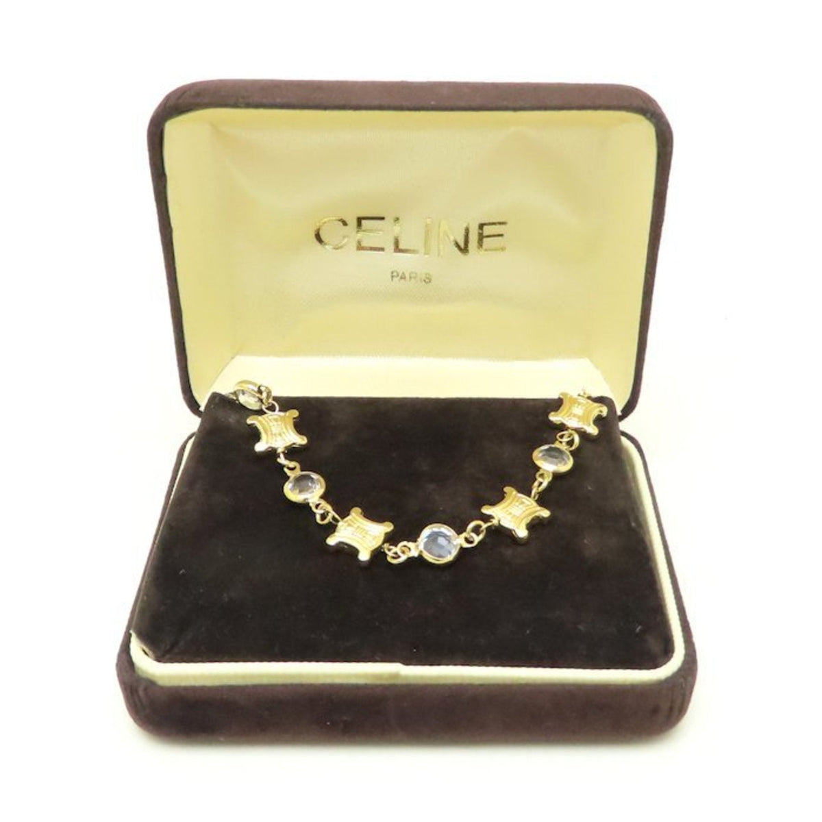 Triomphe Motif Bracelet Gold Plated with Rhinestones