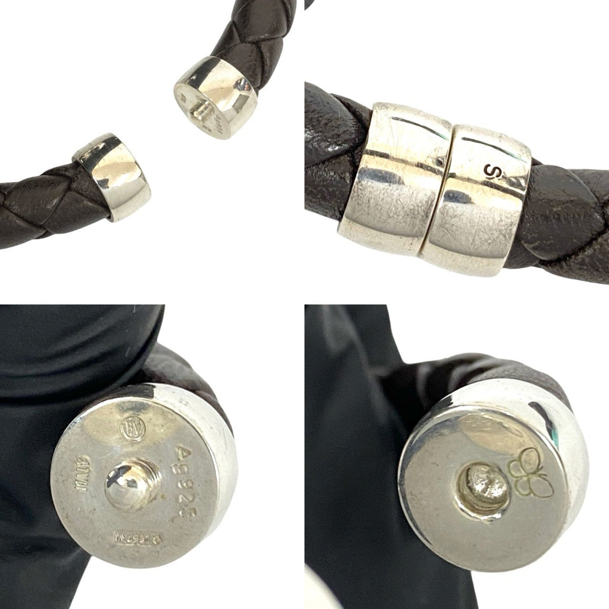 Intrecciato Bracelet Leather and Sterling Silver