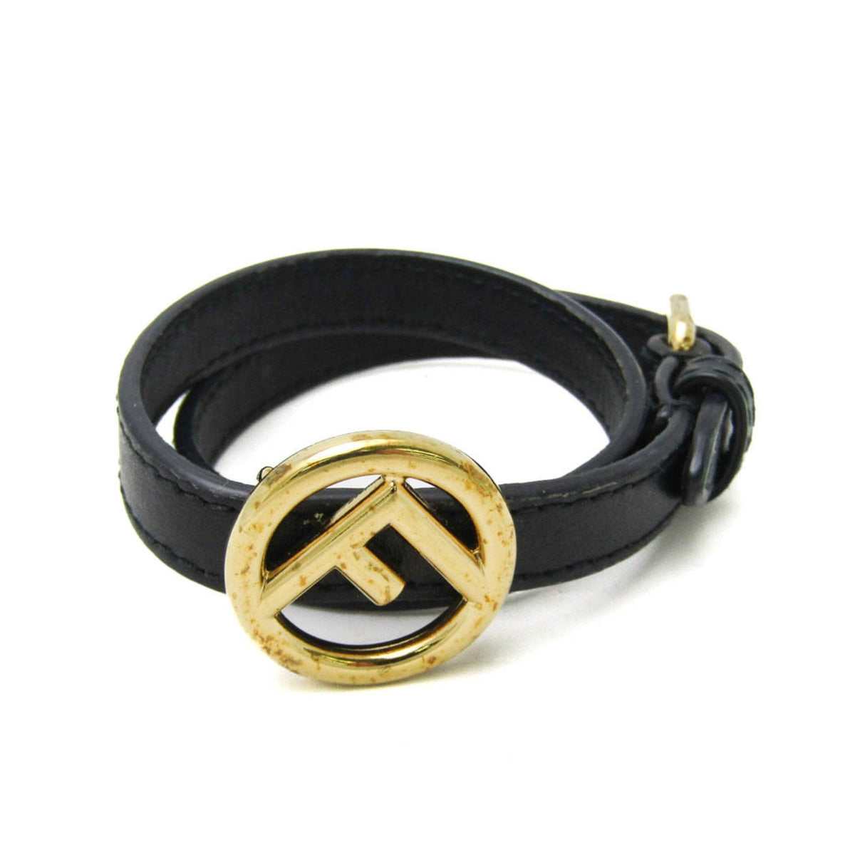 Bracelet Leather and Metal Black and Gold