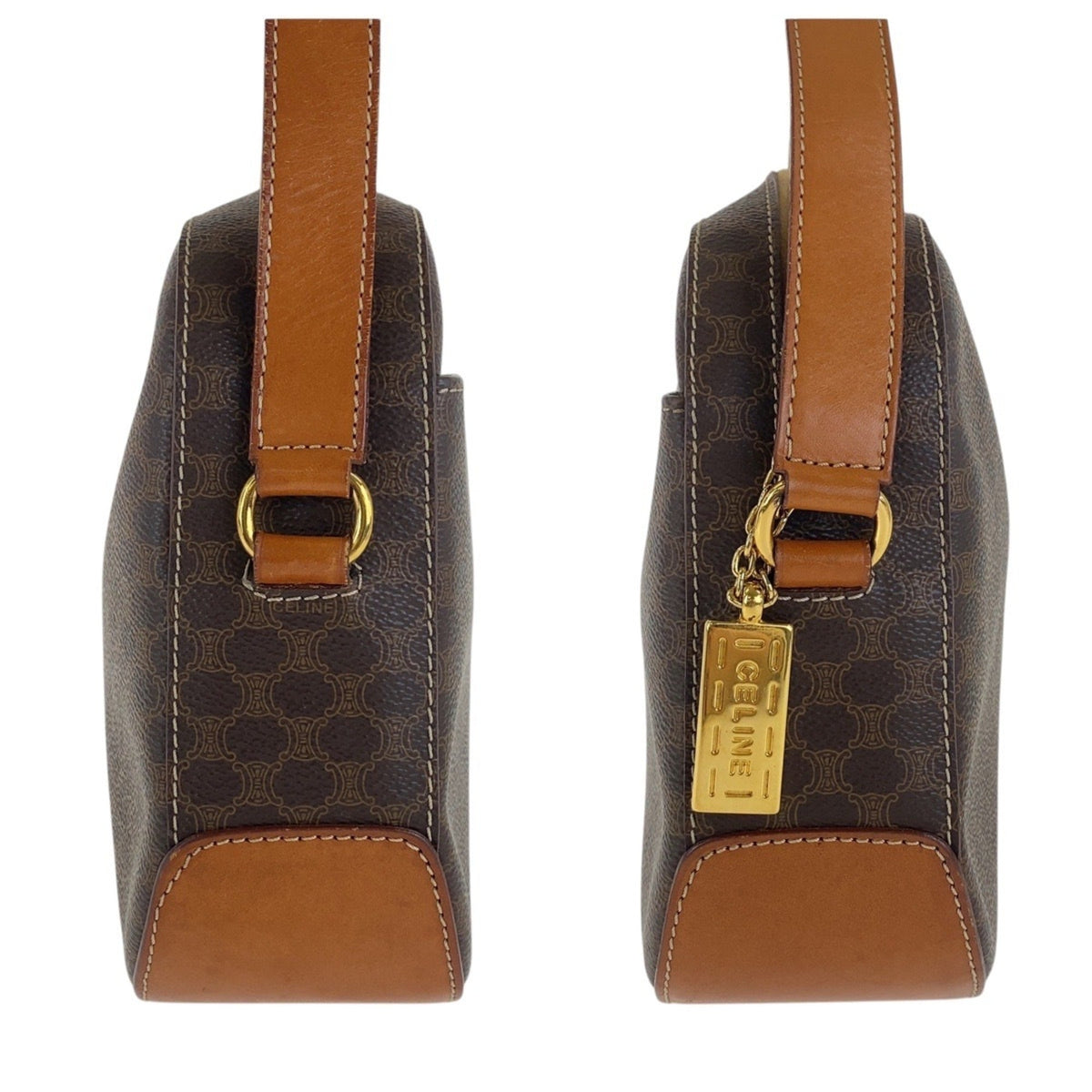Vintage Saddle Flap Shoulder Bag Macadam Coated Canvas Small