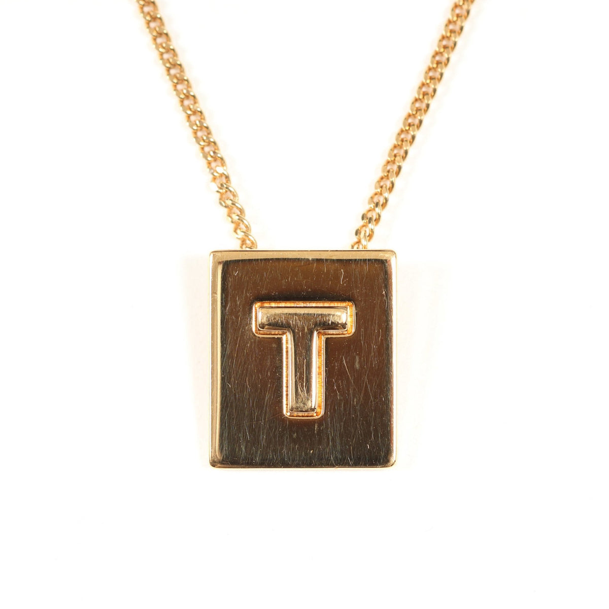 Alphabet T Pendant Necklace Gold