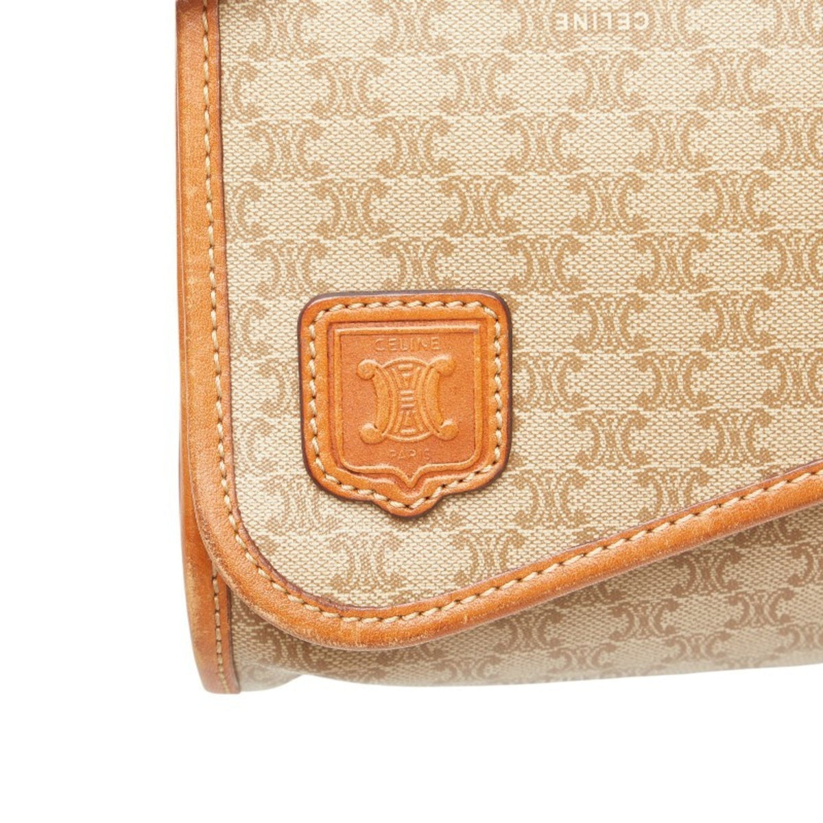 Vintage Saddle Flap Shoulder Bag Macadam Coated Canvas Small