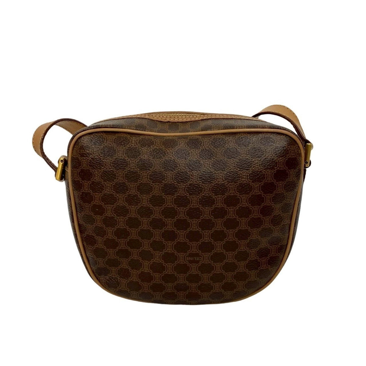 Vintage Saddle Flap Shoulder Bag Macadam Coated Canvas Small