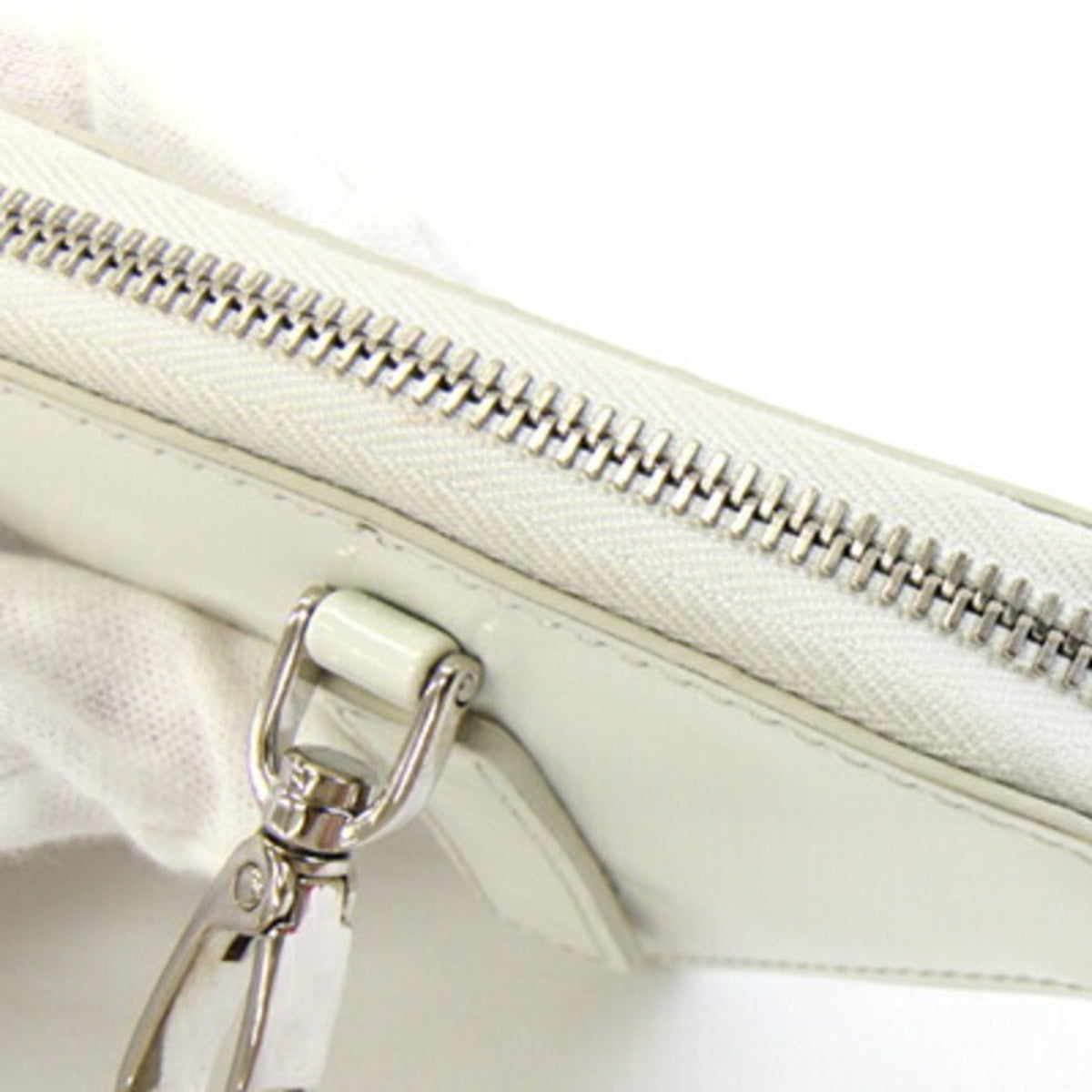 Charm White Leather Handbag Charm