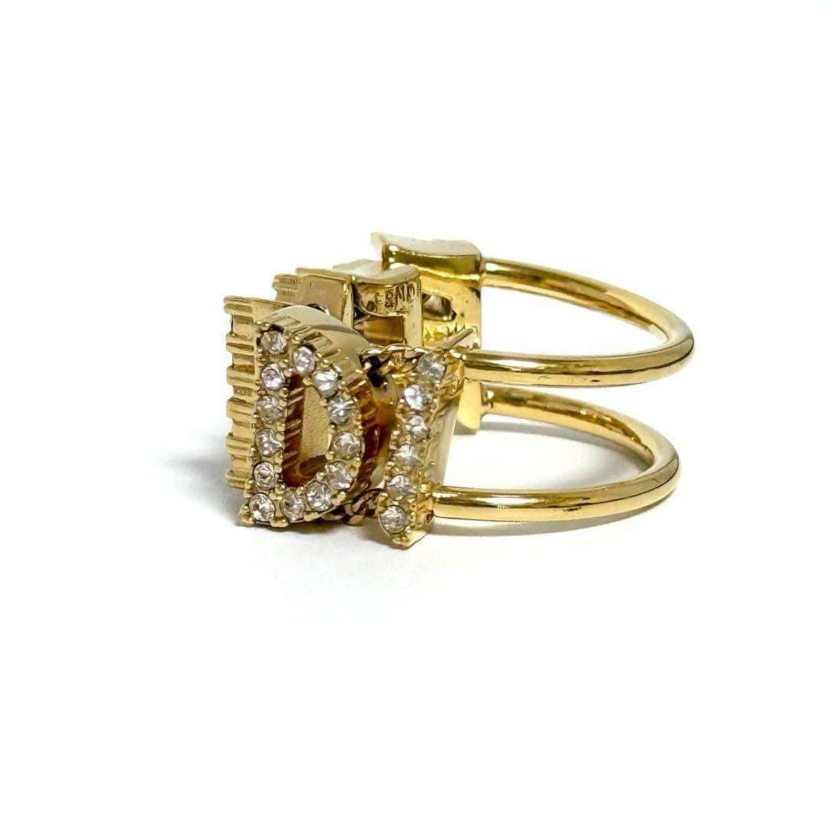 Wide Ring Metal and Rhinestone