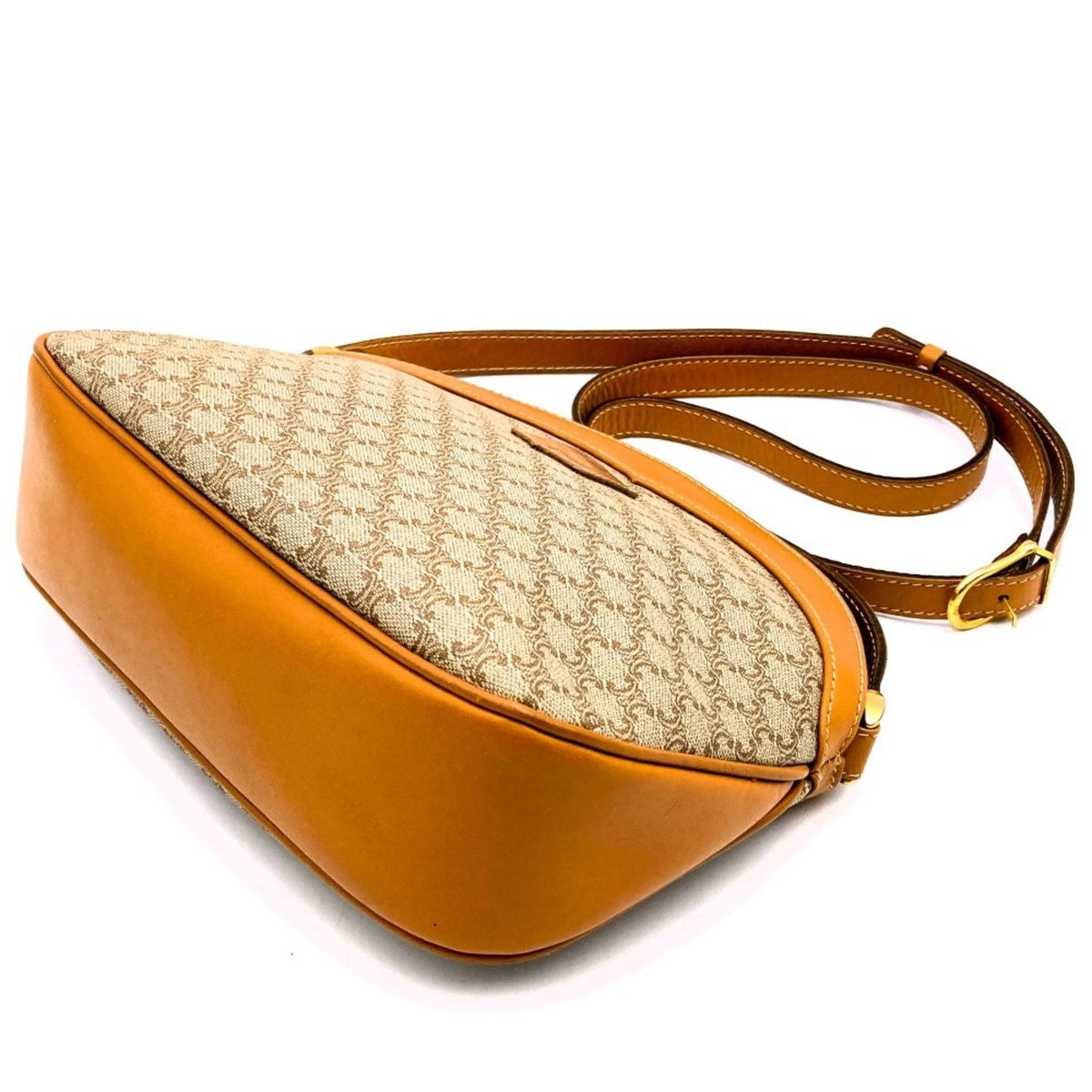 Vintage Saddle Flap Shoulder Bag Macadam Coated Canvas Small