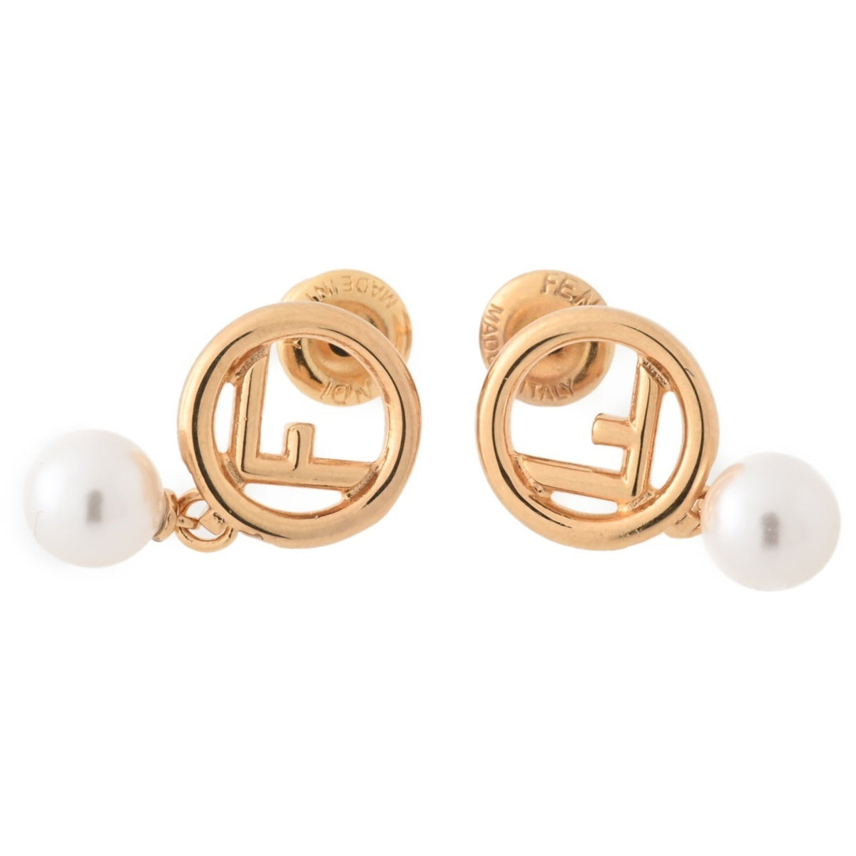 Earrings Pearl Gold-Tone Metal