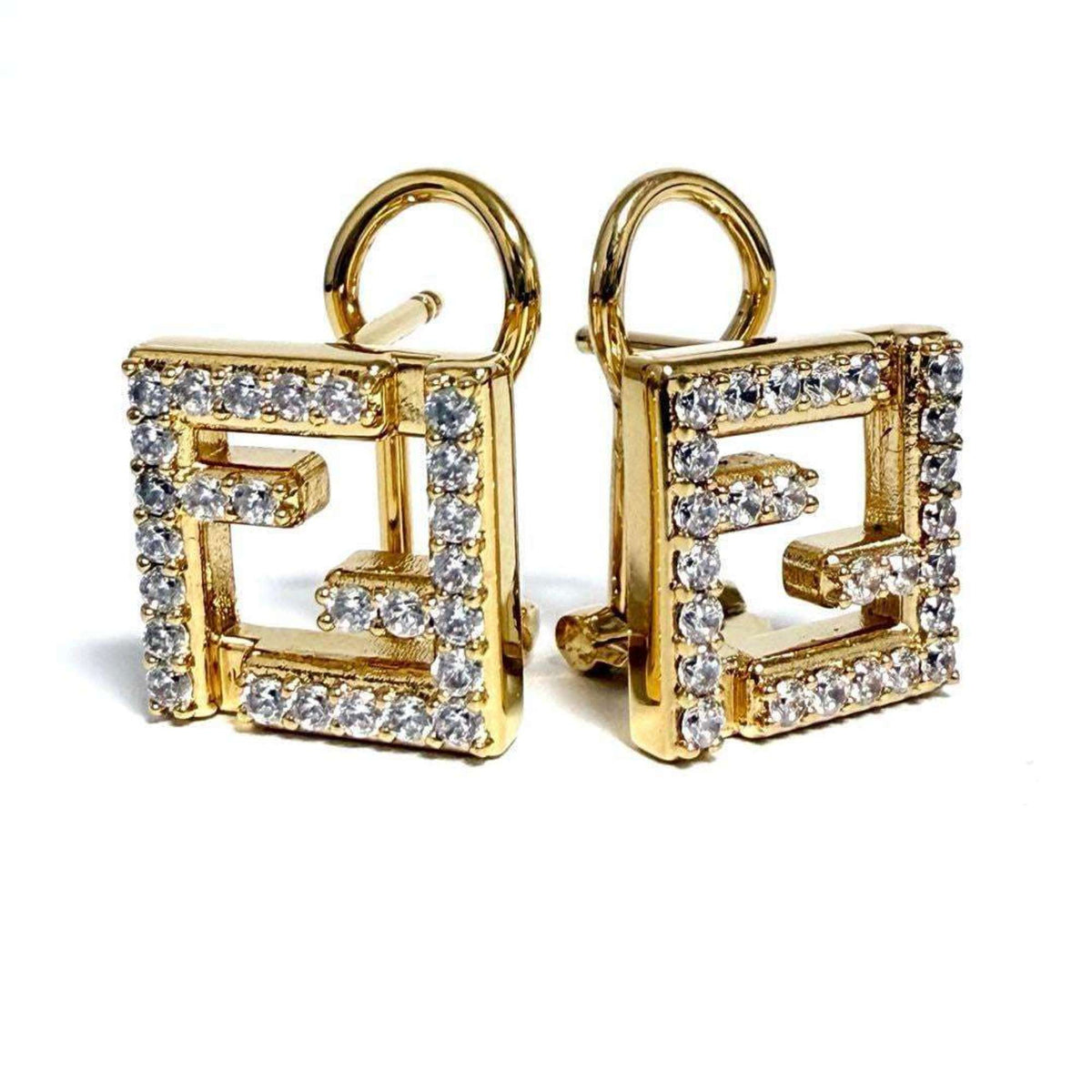 Clip-On Earrings Metal and Rhinestone