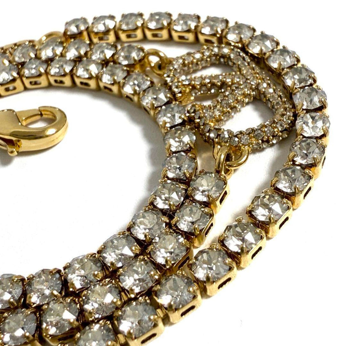 V Signature Pendant Necklace Metal and Rhinestone
