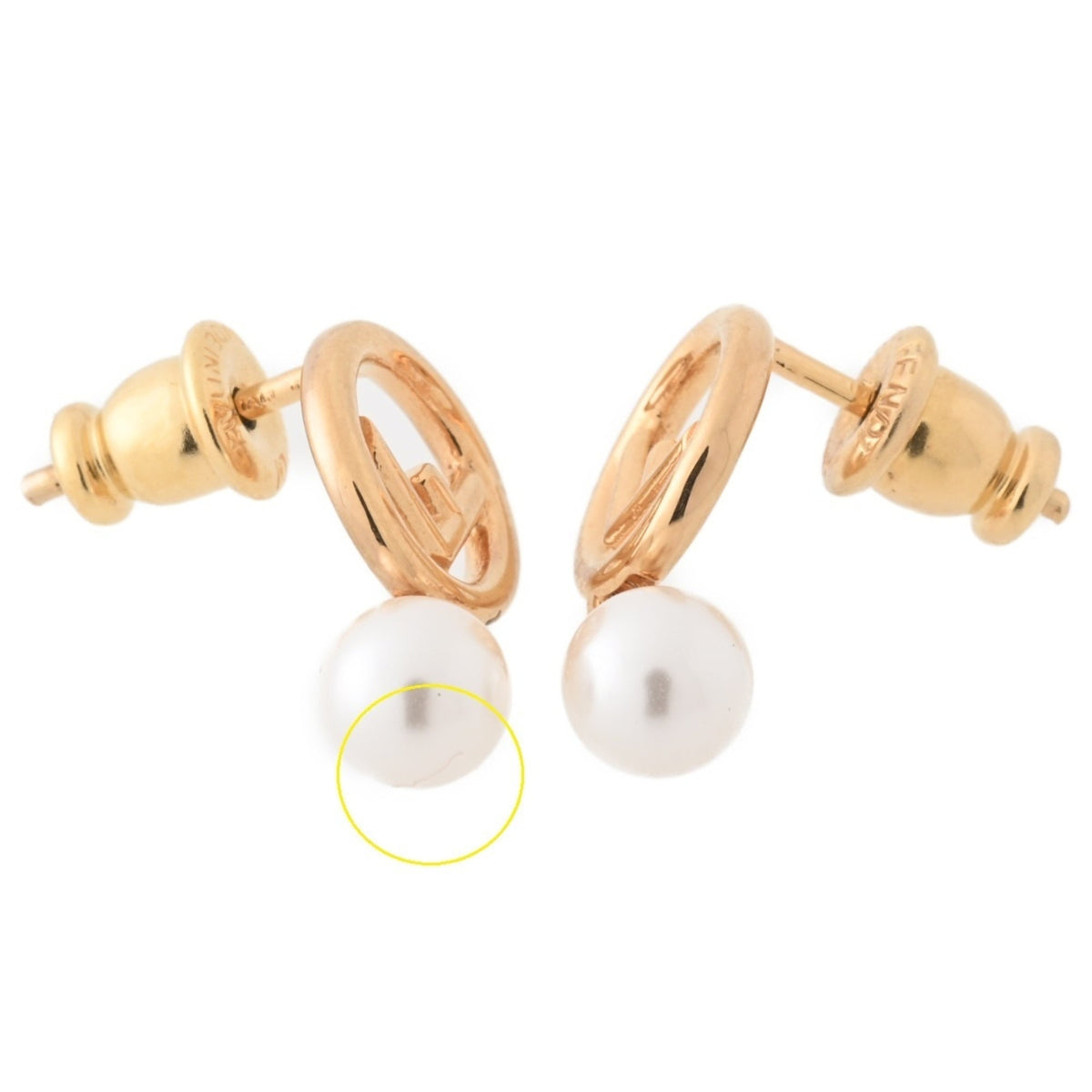Earrings Pearl Gold-Tone Metal