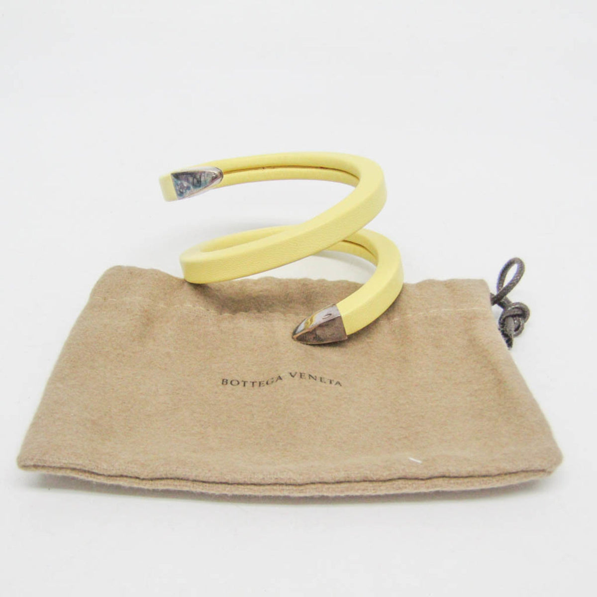 Wrap Bracelet Leather and Sterling Silver Yellow