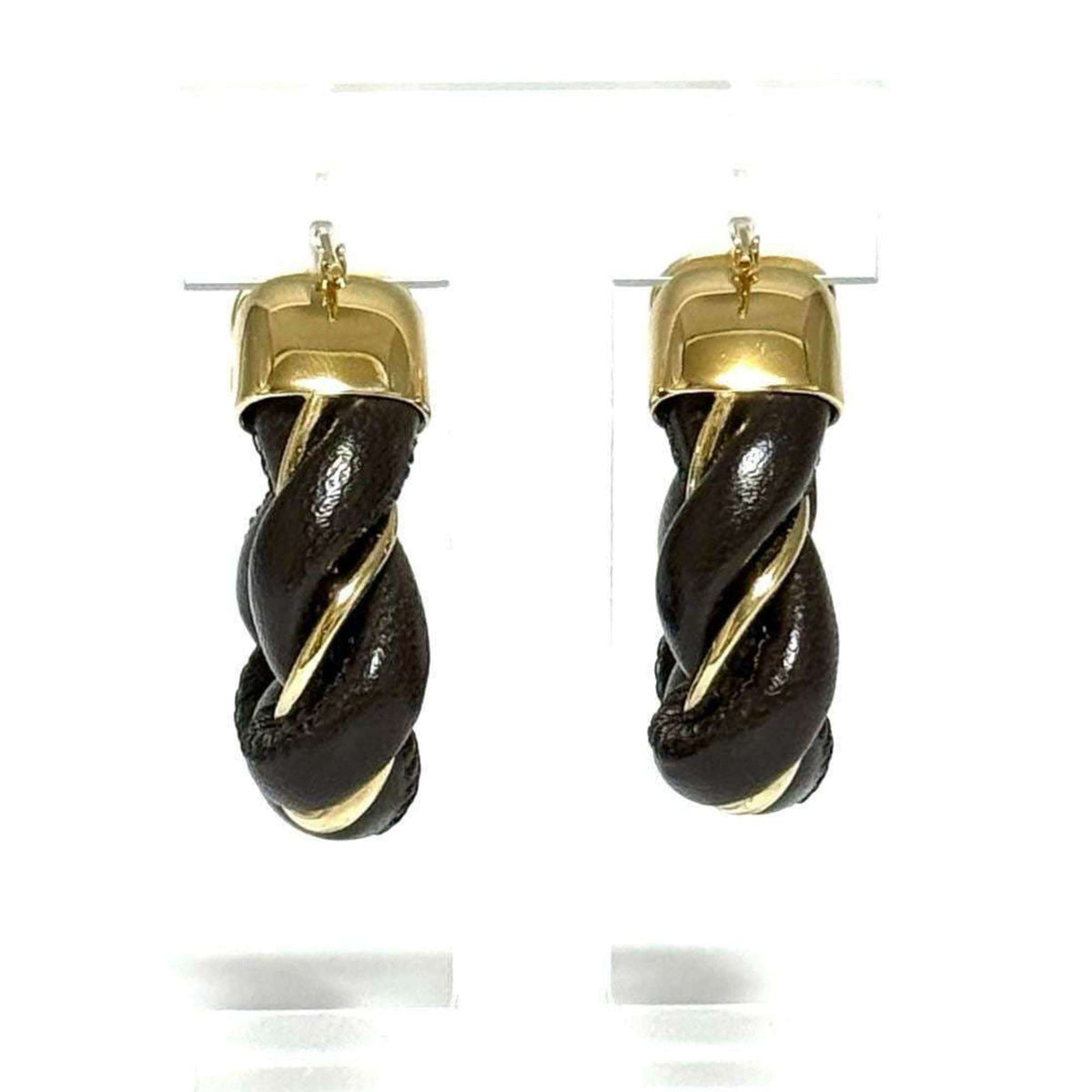 Earrings Hoop Leather and Sterling Silver