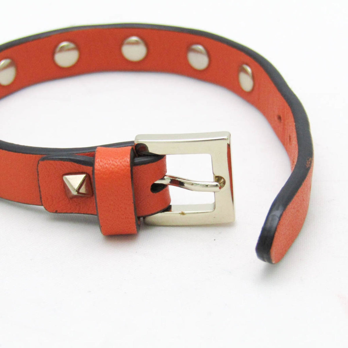 Rock Studs Bracelet Leather and Metal Gold Orange