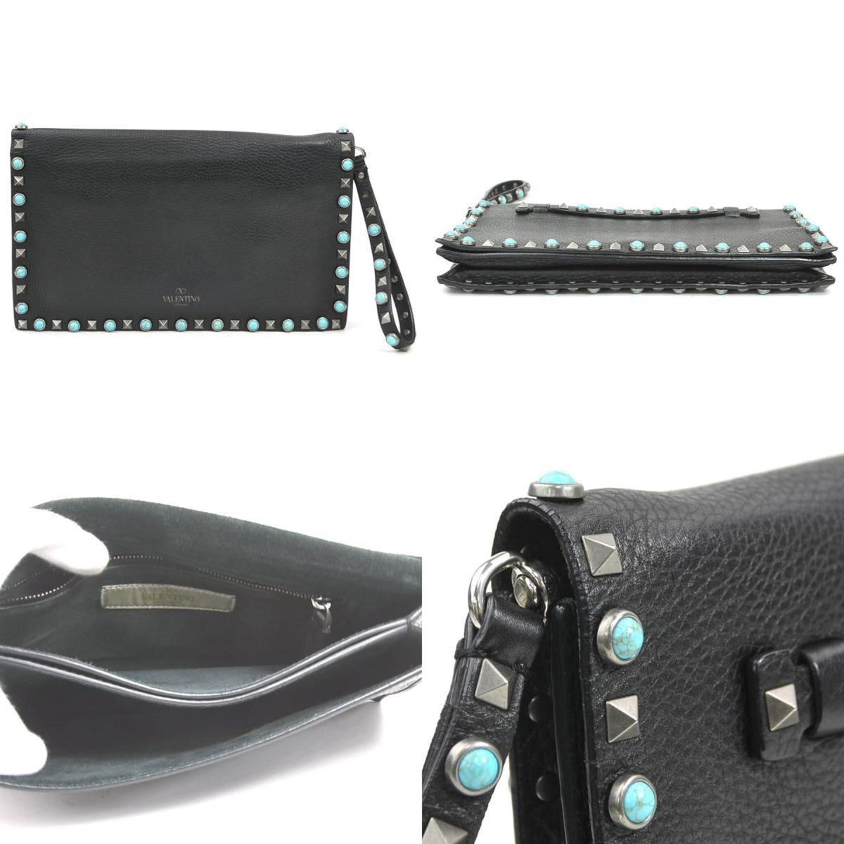 Rolling Rockstud Flap Clutch Leather with Cabochons Medium