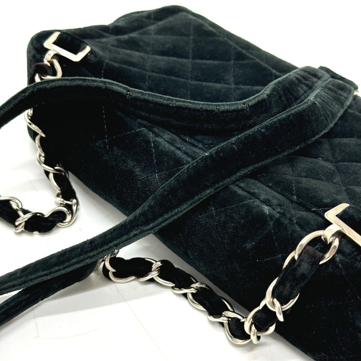 Vintage Classic Flap Backpack Quilted Velvet Medium