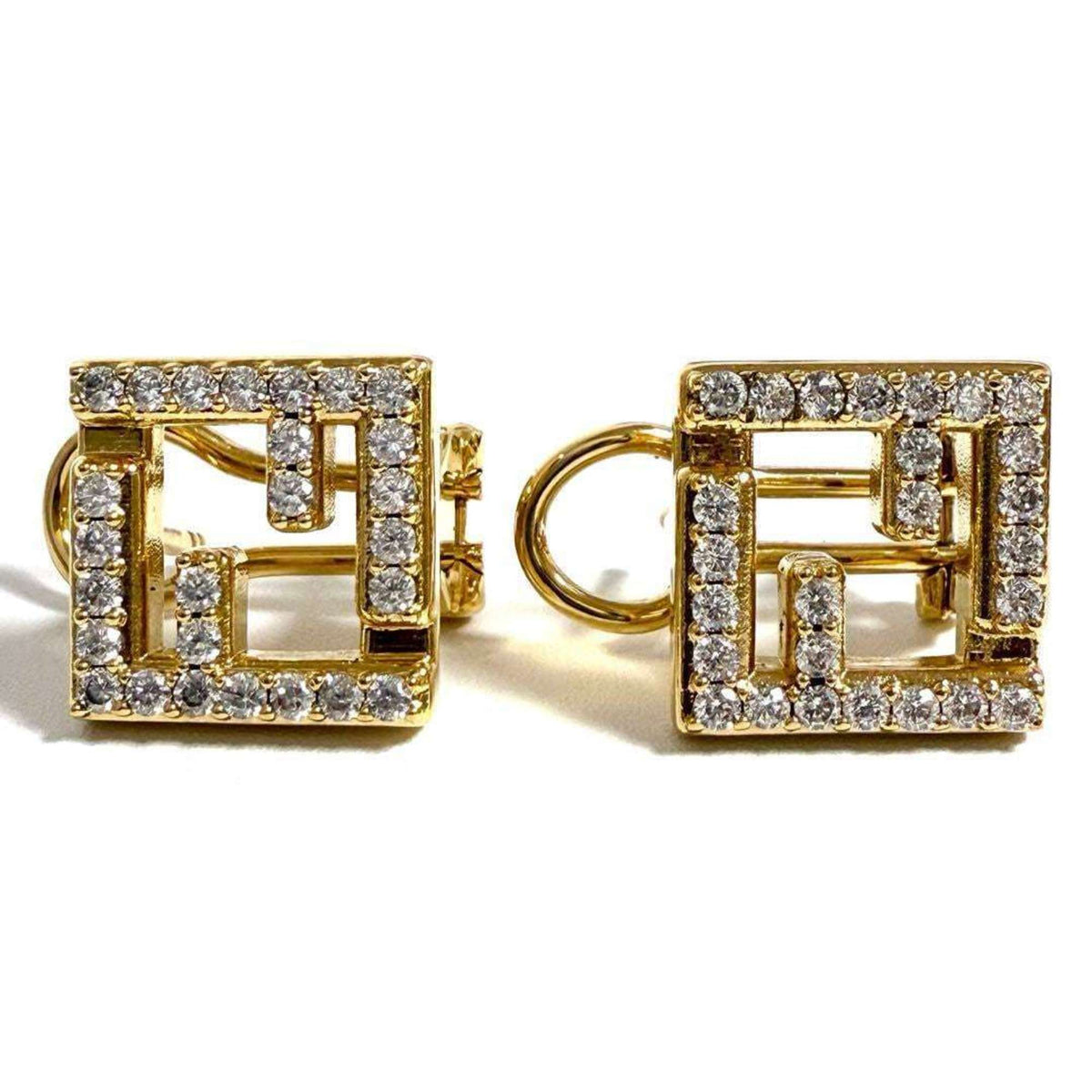 Clip-On Earrings Metal and Rhinestone