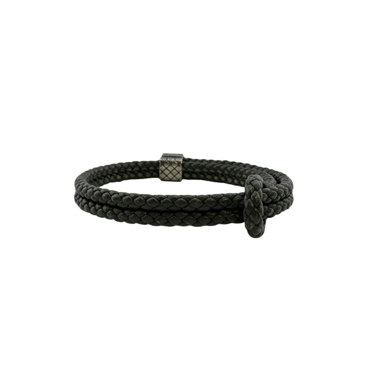 Intrecciato Bangle Leather Gray Bracelet