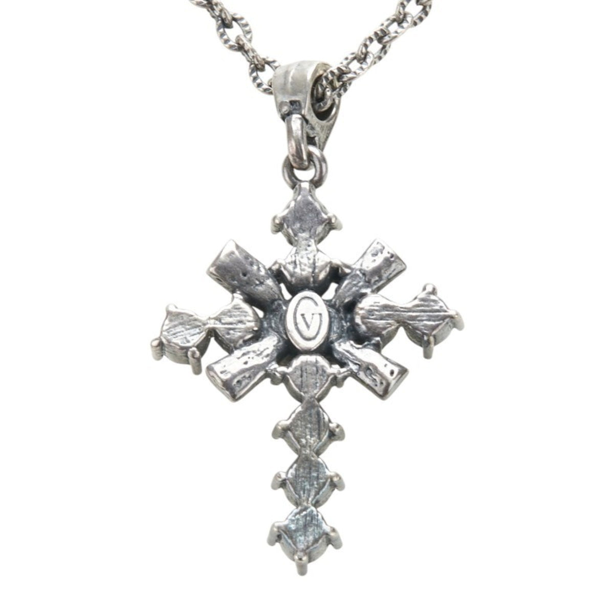 Cross Motif Pendant Necklace Silver Multi-Color Metal