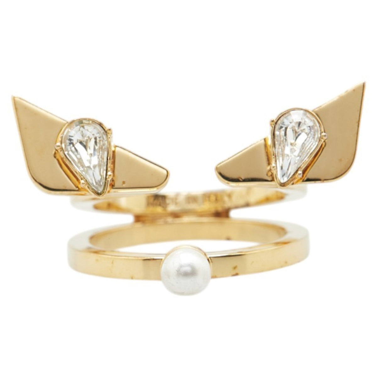 Band Ring Gold with Faux Pearls