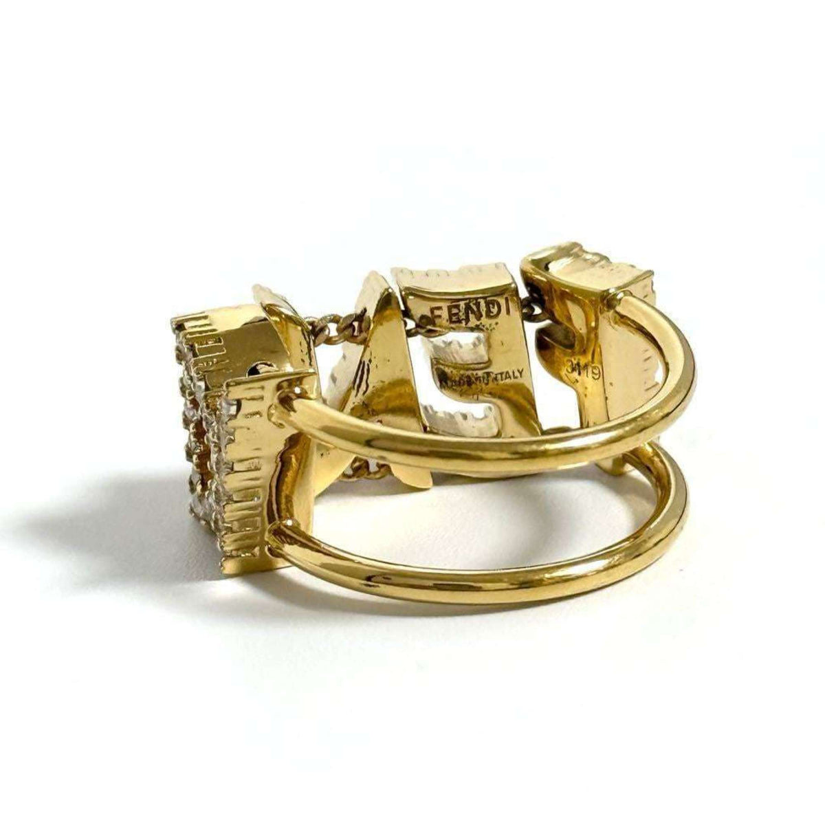 Wide Ring Metal and Rhinestone