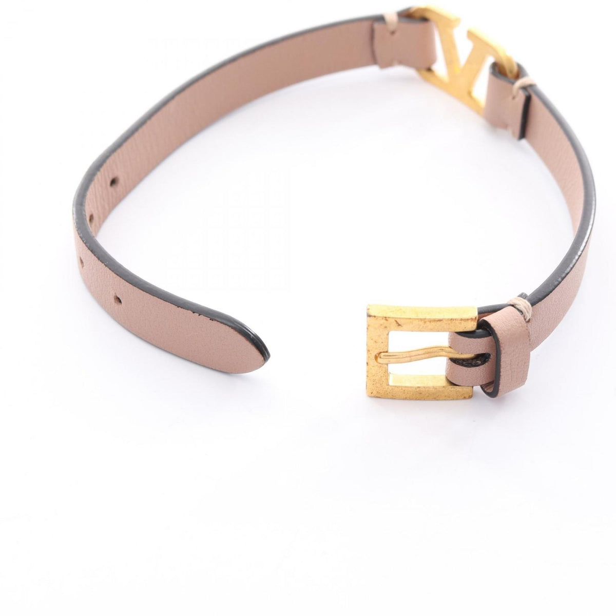 V Bracelet Gold and Leather