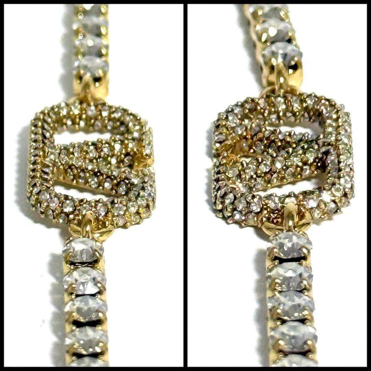V Signature Bracelet Metal and Rhinestone