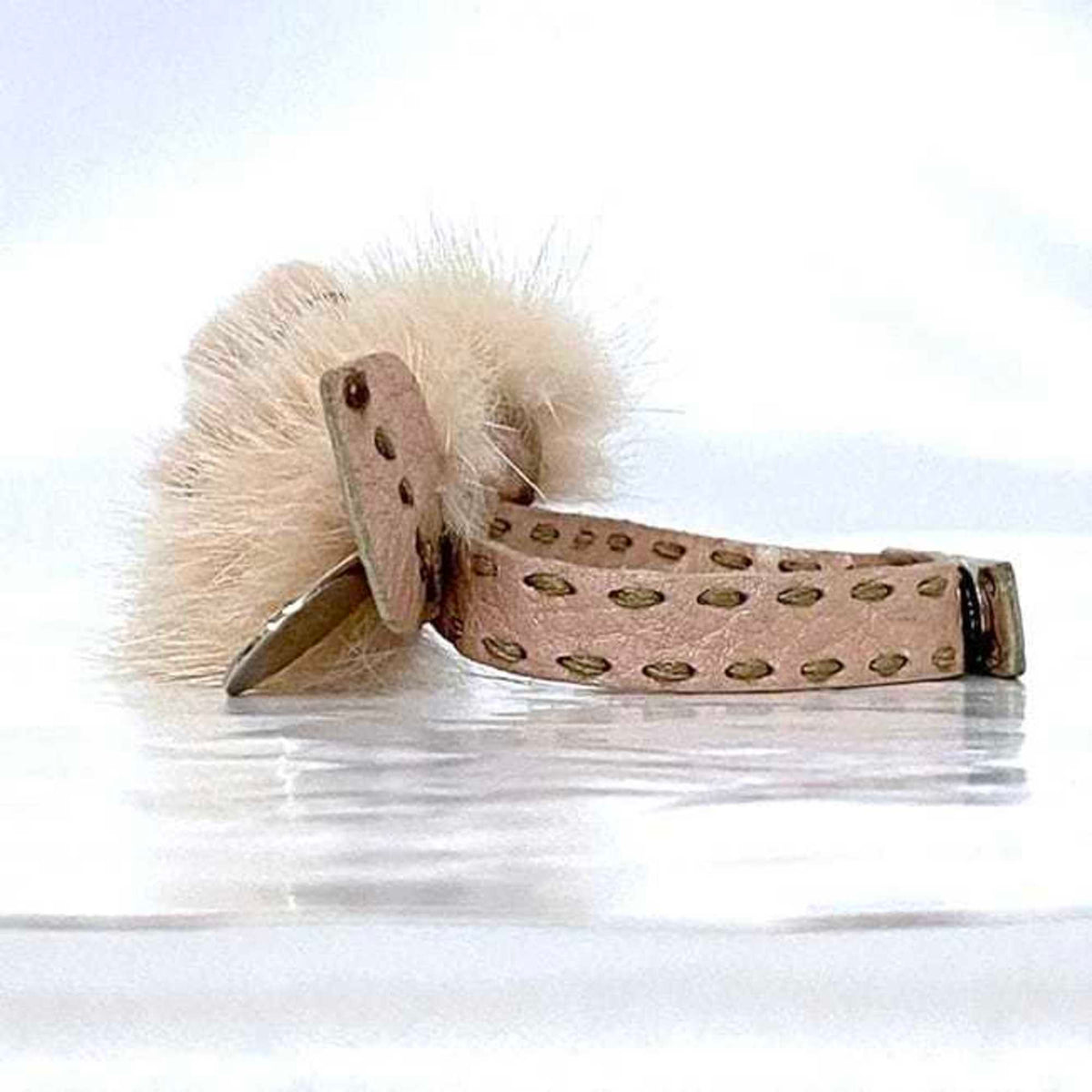 Charm Bracelet Fur and Leather Pink