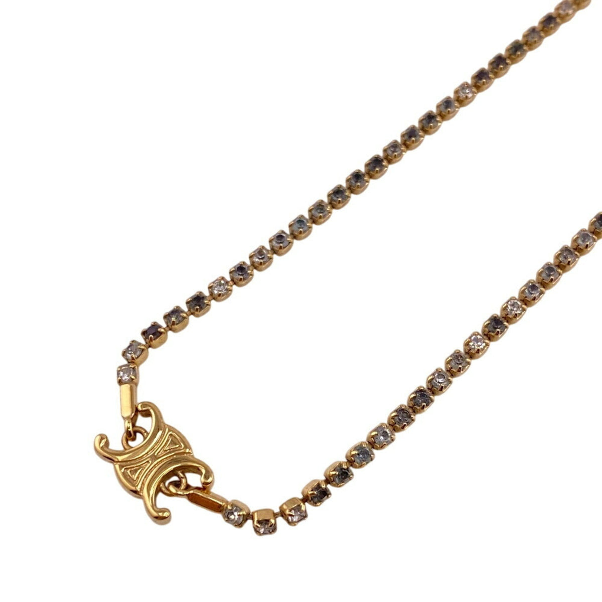 Sparkle Triomphe Pendant Necklace Metal and Rhinestone Gold