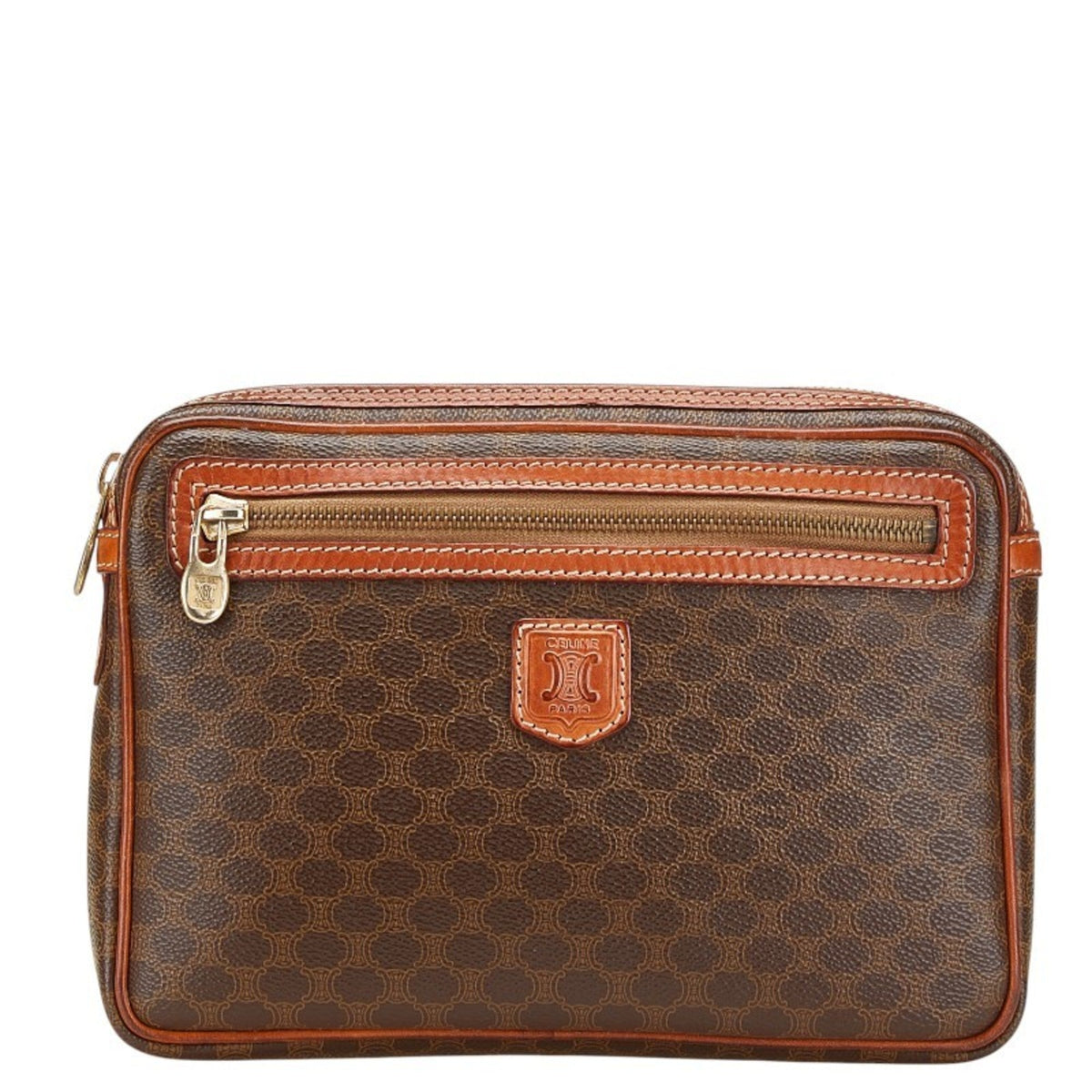 Vintage Saddle Flap Shoulder Bag Macadam Coated Canvas Small